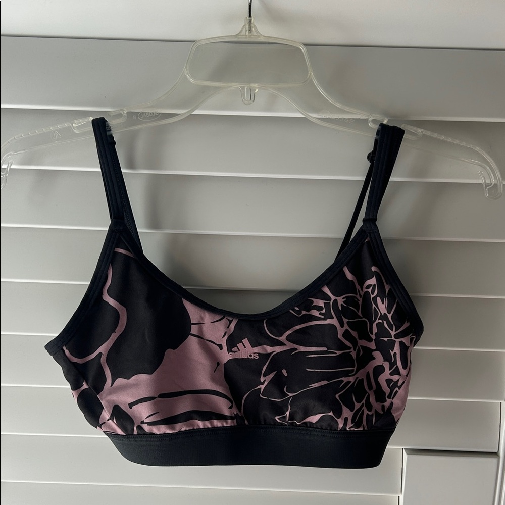 adidas Black and Pink Floral Bralette